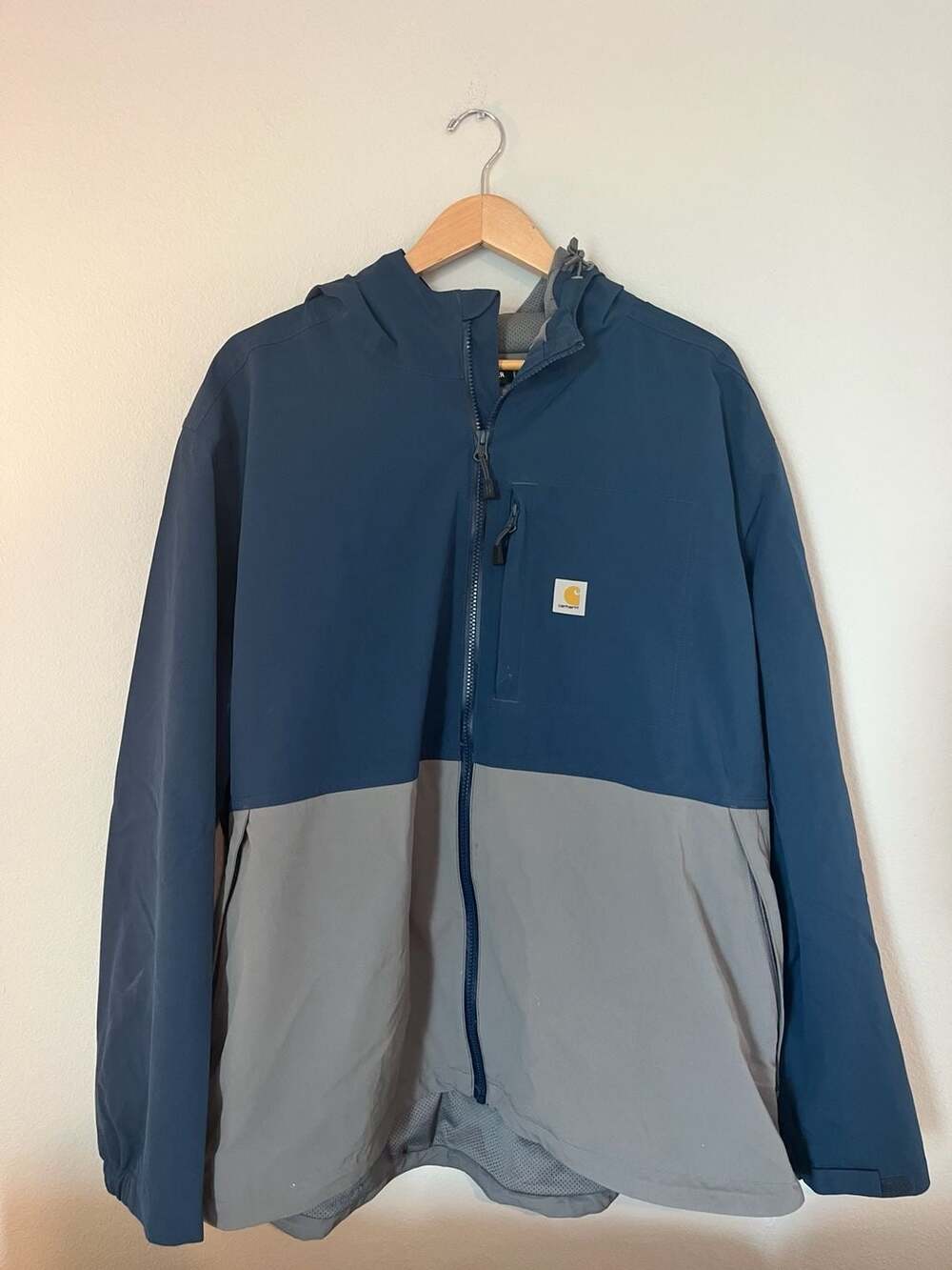 Carhartt, 2XL Men's Storm Defender Midweight Jacket, Waterproof Tech, Navy/Grey